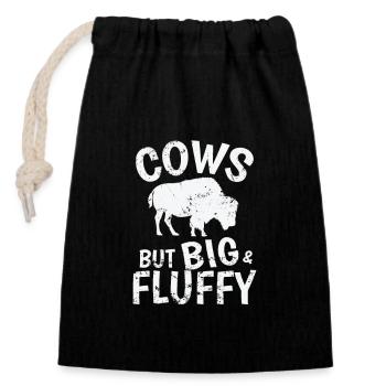 Cows but big & Fluffy Bison Tier - Verschließbarer Geschenkbeutel aus Baumwolle (14x20cm) - Schwarz - Vorne