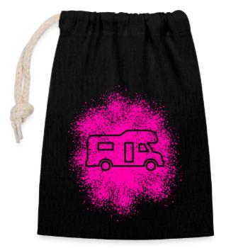 Camping-car Alcôve - Sac cadeau en coton avec cordon (14 x 20 cm) - noir - Devant