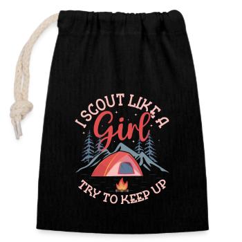 Scouting Girl Power: Keep Up Challenge - Verschließbarer Geschenkbeutel aus Baumwolle (14x20cm) - Schwarz - Vorne