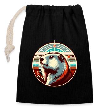 Groundhog Day Enthusiasts 2024, February 2 - Closable cotton gift bag (14x20cm) - black - Front