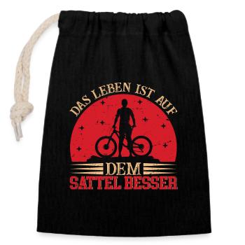 Radfahrer - Das Leben Ist Auf Dem Sattel Besser - Verschließbarer Geschenkbeutel aus Baumwolle (14x20cm) - Schwarz - Vorne