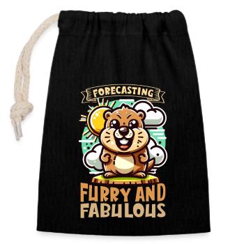 Groundhog Day Enthusiasts 2024, February 2 - Closable cotton gift bag (14x20cm) - black - Front