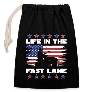 Lawn Mower Race Lawn Mower Race Lawn Mower - Closable cotton gift bag (14x20cm) - black - Front