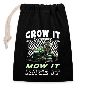 Lawn Mower Race Lawn Mower Race Lawn Mower - Closable cotton gift bag (14x20cm) - black - Front