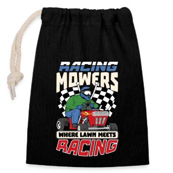 Lawn Mower Race Lawn Mower Race Lawn Mower - Closable cotton gift bag (14x20cm) - black - Front