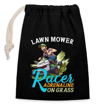 Lawn Mower Race Lawn Mower Race Lawn Mower - Closable cotton gift bag (14x20cm) - black - Front