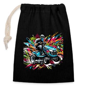 Lawn Mower Race Lawn Mower Race Lawn Mower - Closable cotton gift bag (14x20cm) - black - Front