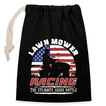 Lawn Mower Race Lawn Mower Race Lawn Mower - Closable cotton gift bag (14x20cm) - black - Front