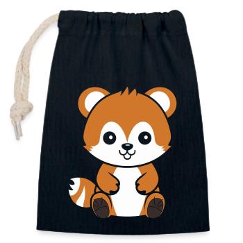 Fox Love Little Red Panda - Closable cotton gift bag (14x20cm) - navy - Front