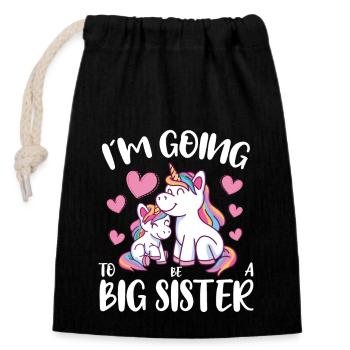 I'm Going To Be A Big Sister Unicorns Promoted - Closable cotton gift bag (14x20cm) - black - Front