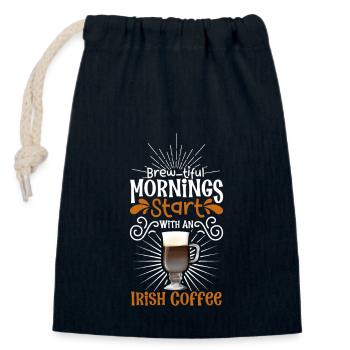 Guten Morgen mit Irish Coffee - Verschließbarer Geschenkbeutel aus Baumwolle (14x20cm) - Navy - Vorne