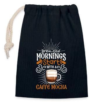 Guten Morgen mit Caffè mocha - Verschließbarer Geschenkbeutel aus Baumwolle (14x20cm) - Navy - Vorne