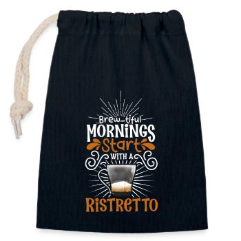 Guten Morgen mit Ristretto - Verschließbarer Geschenkbeutel aus Baumwolle (14x20cm) - Navy - Vorne