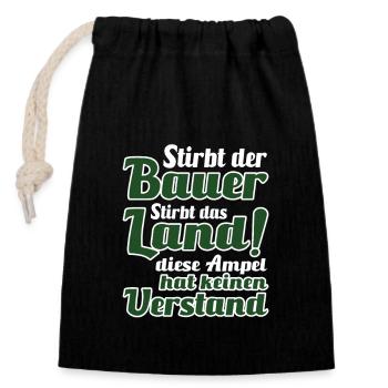 Agrardiesel Subvention Bauern Demo Landwirtschaft - Verschließbarer Geschenkbeutel aus Baumwolle (14x20cm) - Schwarz - Vorne