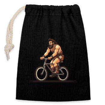 Pixel-Design Höhlenmensch Barbaren Mountain Bike - Verschließbarer Geschenkbeutel aus Baumwolle (14x20cm) - Schwarz - Vorne