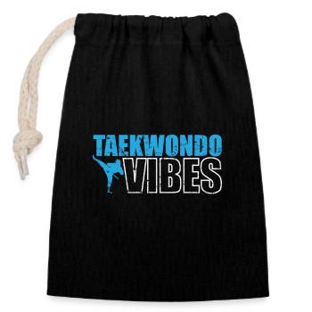 Taekwondo Vibes Kampfsport Kampfkunst - Verschließbarer Geschenkbeutel aus Baumwolle (14x20cm) - Schwarz - Vorne