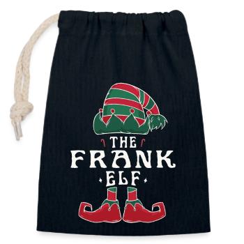 Frank Elf famille Match groupe Noël papa maman - Sac cadeau en coton avec cordon (14 x 20 cm) - bleu marine - Devant