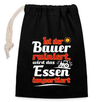 Bauerndemo Landwirtschaft Landwirt Protest Sprüche - Verschließbarer Geschenkbeutel aus Baumwolle (14x20cm) - Schwarz - Vorne