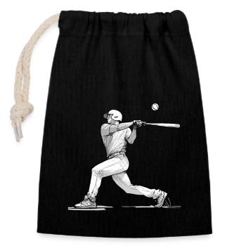 BASE-BALL - Sac cadeau en coton avec cordon (14 x 20 cm) - noir - Devant