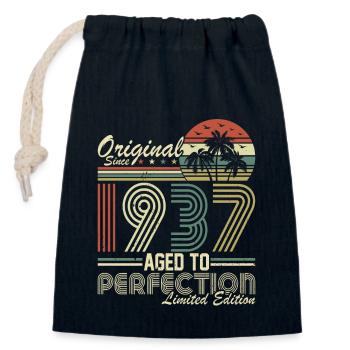 87. Geburtstag Vintage Retro 1937 - Closable cotton gift bag (14x20cm) - navy - Front