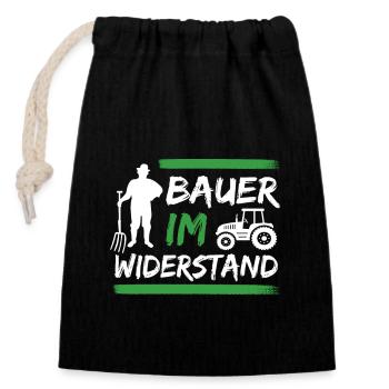 Bauern und Landwirte Demo Protest - Verschließbarer Geschenkbeutel aus Baumwolle (14x20cm) - Schwarz - Vorne