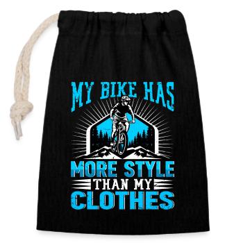 My bike has more style than my clothes - Closable cotton gift bag (14x20cm) - black - Front
