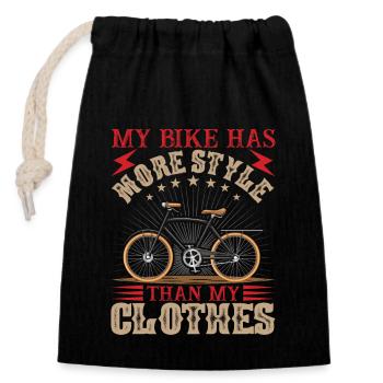 My bike has more style than my clothes - Closable cotton gift bag (14x20cm) - black - Front