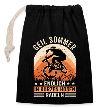 Geil Sommer - Endlich In Kurzen Hosen Radeln - Verschließbarer Geschenkbeutel aus Baumwolle (14x20cm) - Schwarz - Vorne