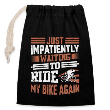 J’attends avec impatience de refaire du vélo - Sac cadeau en coton avec cordon (14 x 20 cm) - noir - Devant