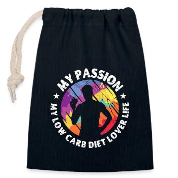 Amateur de régime faible en glucides Ma passion Mon régime cétogène - Sac cadeau en coton avec cordon (14 x 20 cm) - bleu marine - Devant