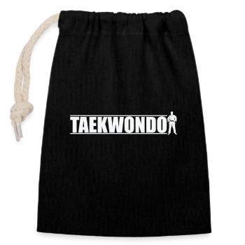 Taekwondo Selbstverteidigung - Verschließbarer Geschenkbeutel aus Baumwolle (14x20cm) - Schwarz - Vorne