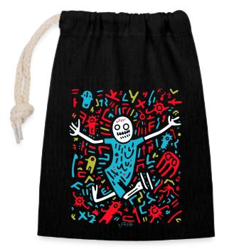 Pop Art Cartoon Abundance - Closable cotton gift bag (14x20cm) - black - Front