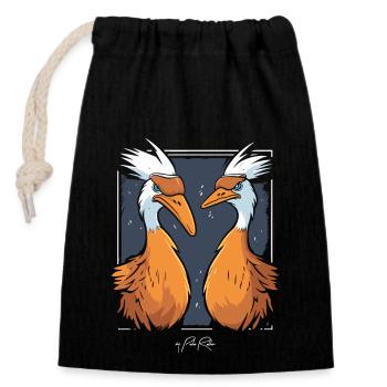 Two Strange Birds - Closable cotton gift bag (14x20cm) - black - Front