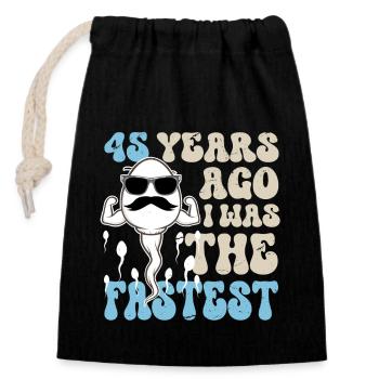 45th Birthday Funny Gift - Closable cotton gift bag (14x20cm) - black - Front