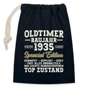 Vintage Birthday 1935 - 89 Years - Closable cotton gift bag (14x20cm) - navy - Front
