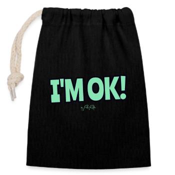I am well - Closable cotton gift bag (14x20cm) - black - Front