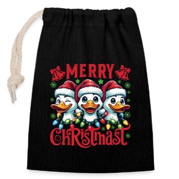 MERRY ChristMAST - Christmas Goose Holiday Dinner - Closable cotton gift bag (14x20cm) - black - Front