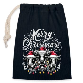 MERRY ChristMAST - Weihnachtsbraten Rinder Essen - Verschließbarer Geschenkbeutel aus Baumwolle (14x20cm) - Navy - Vorne