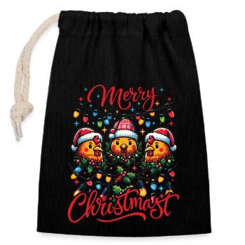 JOYEUX Noël - Repas de Noël rôti - Sac cadeau en coton avec cordon (14 x 20 cm) - noir - Devant