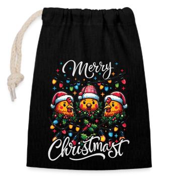 JOYEUX Noël - Repas de Noël rôti - Sac cadeau en coton avec cordon (14 x 20 cm) - noir - Devant