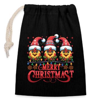 MERRY ChristMAST - Weihnachtsbraten Essen Mahlzeit - Verschließbarer Geschenkbeutel aus Baumwolle (14x20cm) - Schwarz - Vorne