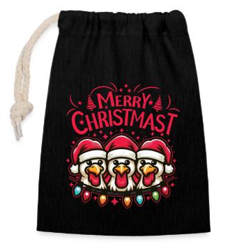 JOYEUX Noël - Repas de Noël rôti - Sac cadeau en coton avec cordon (14 x 20 cm) - noir - Devant