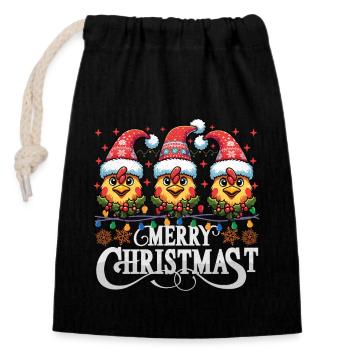MERRY ChristMAST - Weihnachtsbraten Essen Mahlzeit - Verschließbarer Geschenkbeutel aus Baumwolle (14x20cm) - Schwarz - Vorne