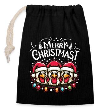 MERRY ChristMAST - Weihnachtsbraten Essen Mahlzeit - Verschließbarer Geschenkbeutel aus Baumwolle (14x20cm) - Schwarz - Vorne
