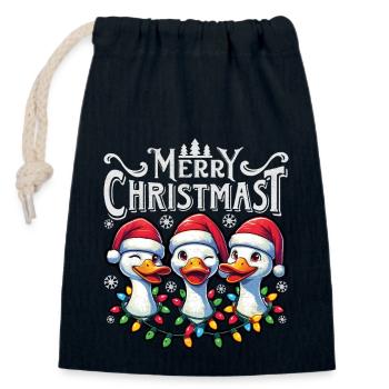MERRY ChristMAST - Christmas Goose Holiday Dinner - Closable cotton gift bag (14x20cm) - navy - Front
