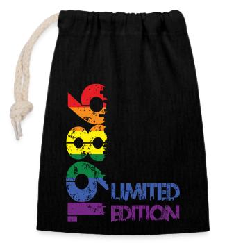 Édition limitée 1986 - Sac cadeau en coton avec cordon (14 x 20 cm) - noir - Devant