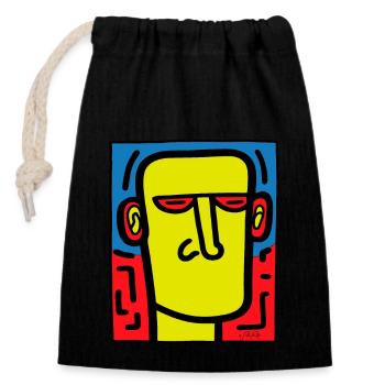 Pop Art Art Portrait, Mute, Silence - Closable cotton gift bag (14x20cm) - black - Front