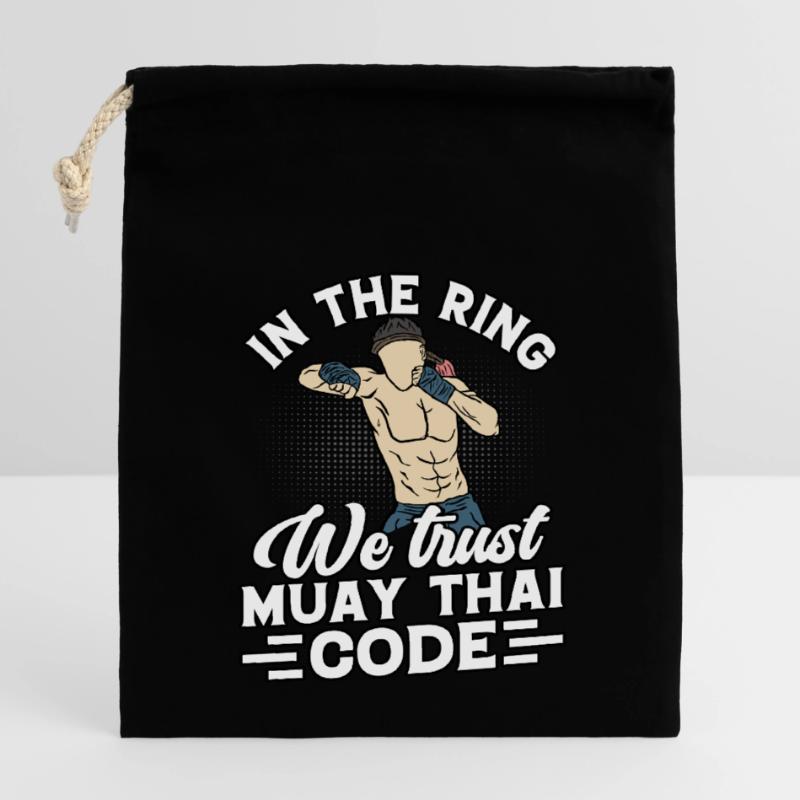 In the Ring we trust Muay Thai Code Closable cotton gift bag (14x20cm)