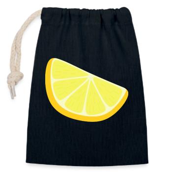 lemon slice - Closable cotton gift bag (14x20cm) - navy - Front