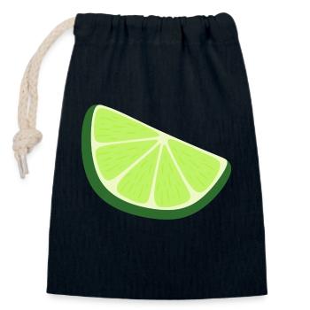 lime slice - Closable cotton gift bag (14x20cm) - navy - Front